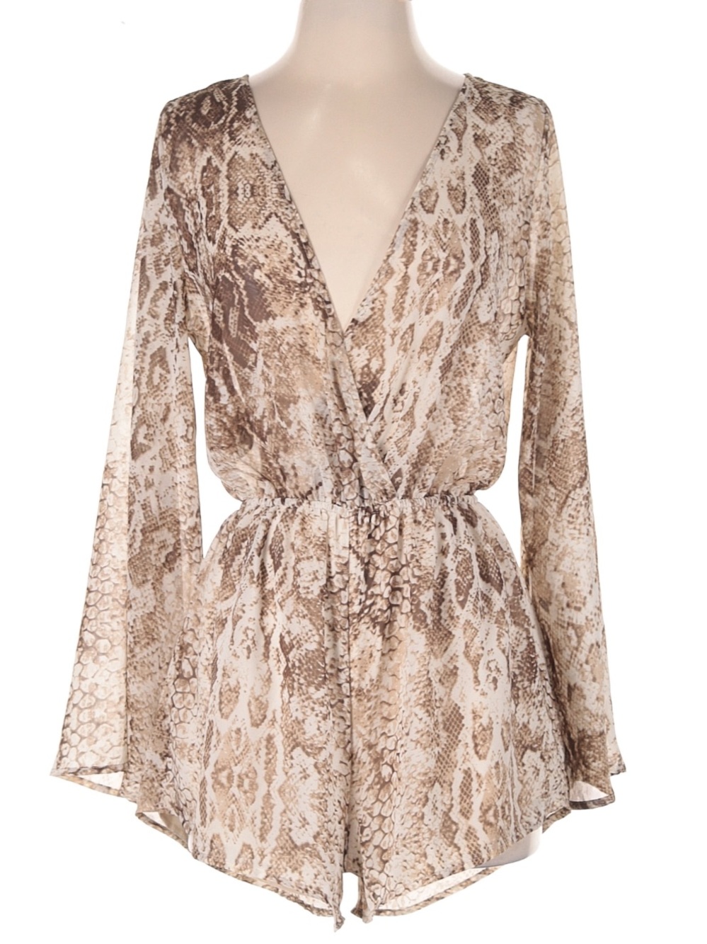 audrey Neutral Snake-Print Top in Beige and Brown Tones